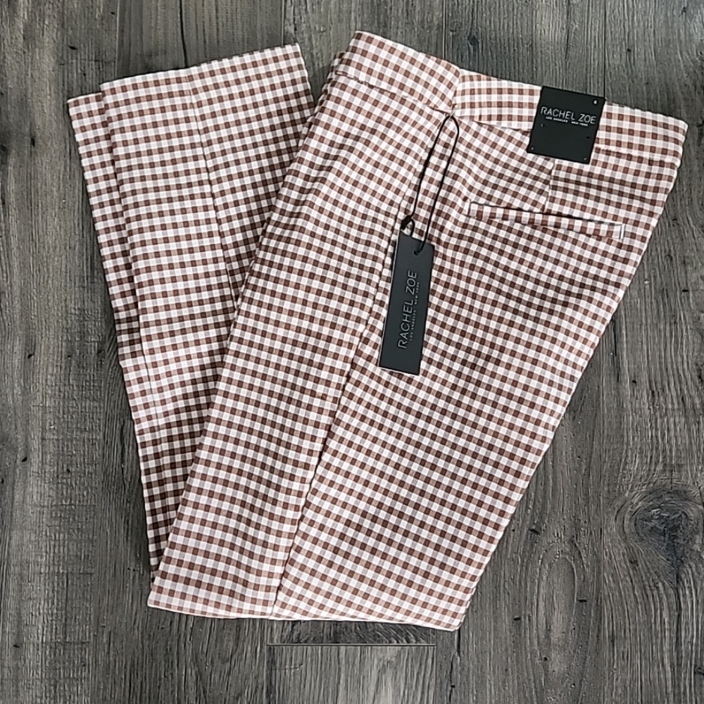 Rachel Zoe Womens pants size 6 NWT square designs work pants dress pants brown